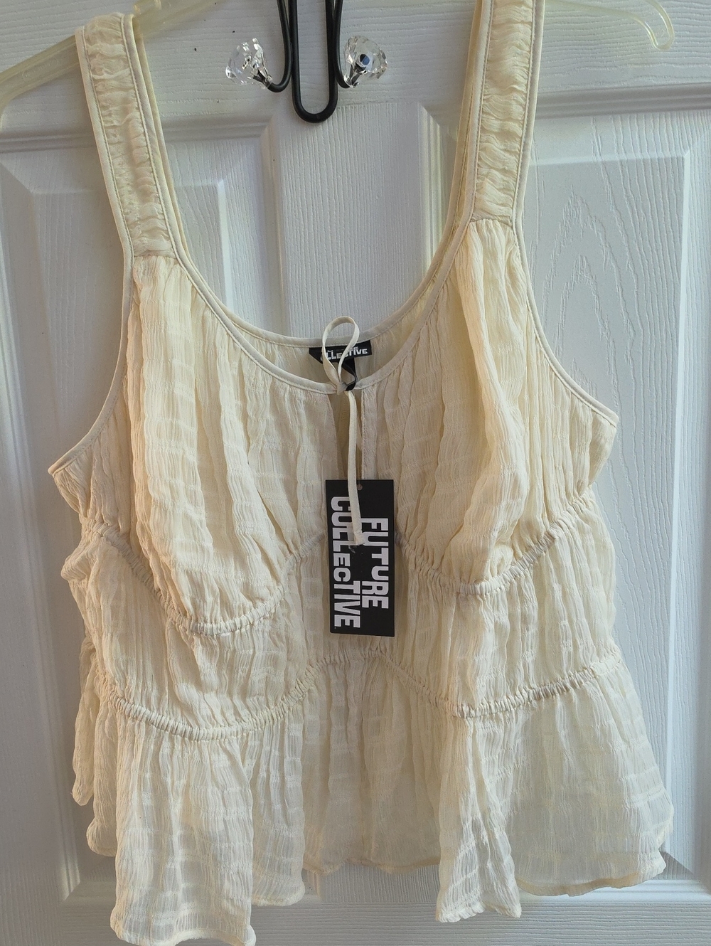 Future Collective Smocked Peplum Tank Top.